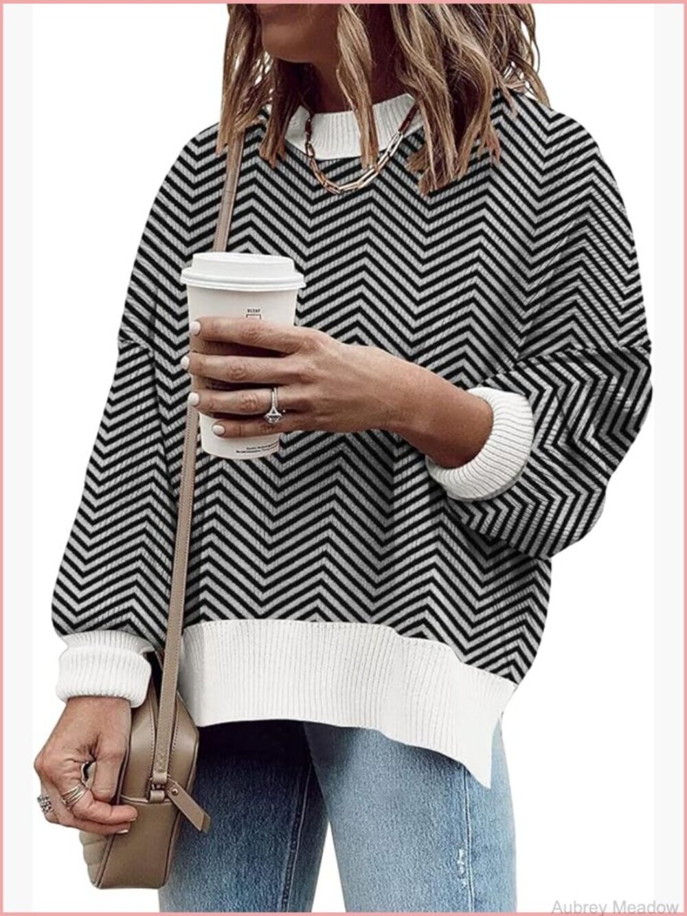 Oversized Batwing Sleeve Striped Knit Pullover Sweater Fall Trendy